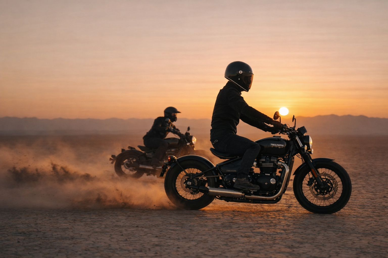 Motorcycle on a sunset road